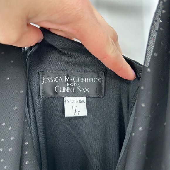 GUNNE SAX Jessica McClintock Black Sparkle Halter Maxi Dress Gown Size 11 / 12 - Picture 7 of 8